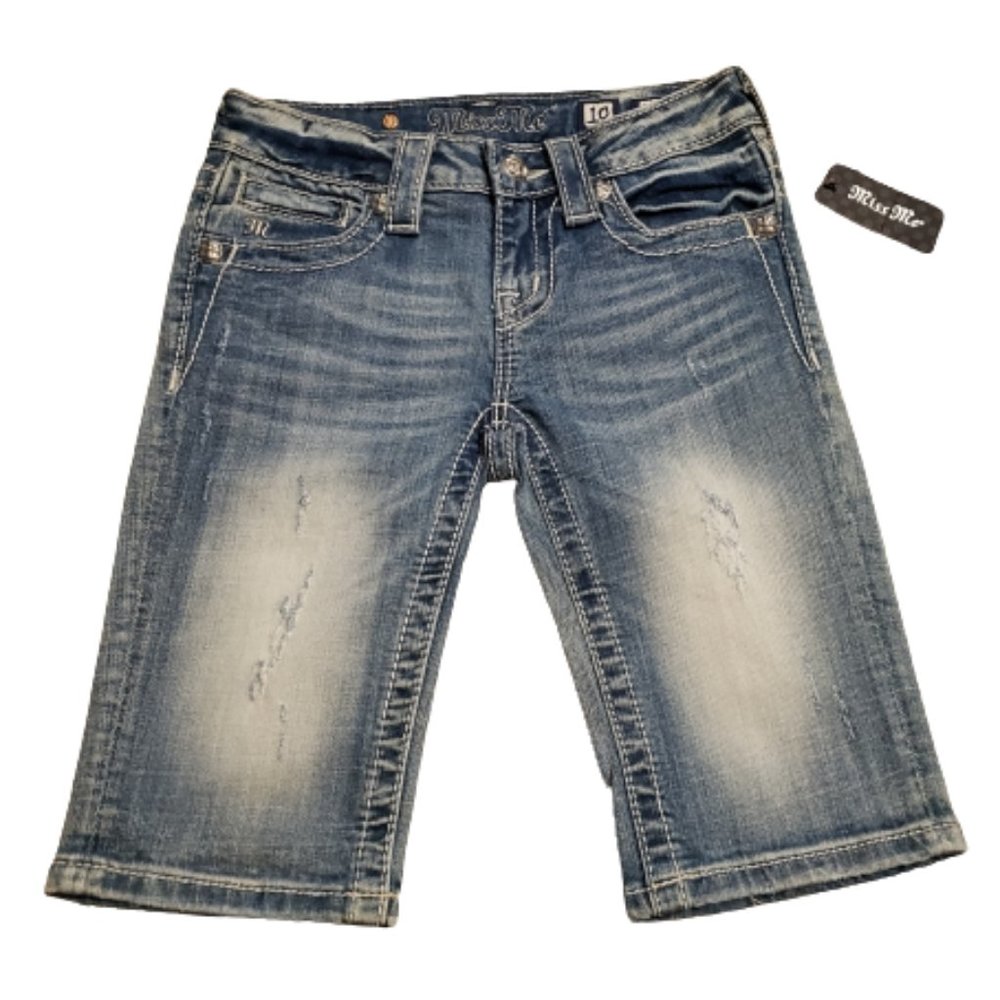 Miss Me Bermuda Jean Shorts Blue | Youth 10 Denim Wing JK5330M7 Brand New NWT